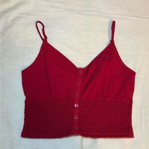 Hollister‎ Red Camisole Crop Top with V-Neckline Size Medium